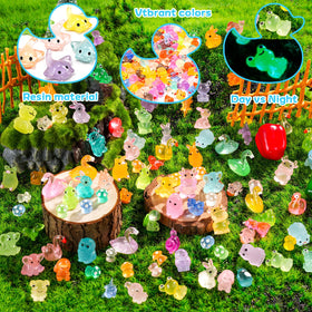 VZZNN frog figurines glow in the dark for aquariums and night displays.