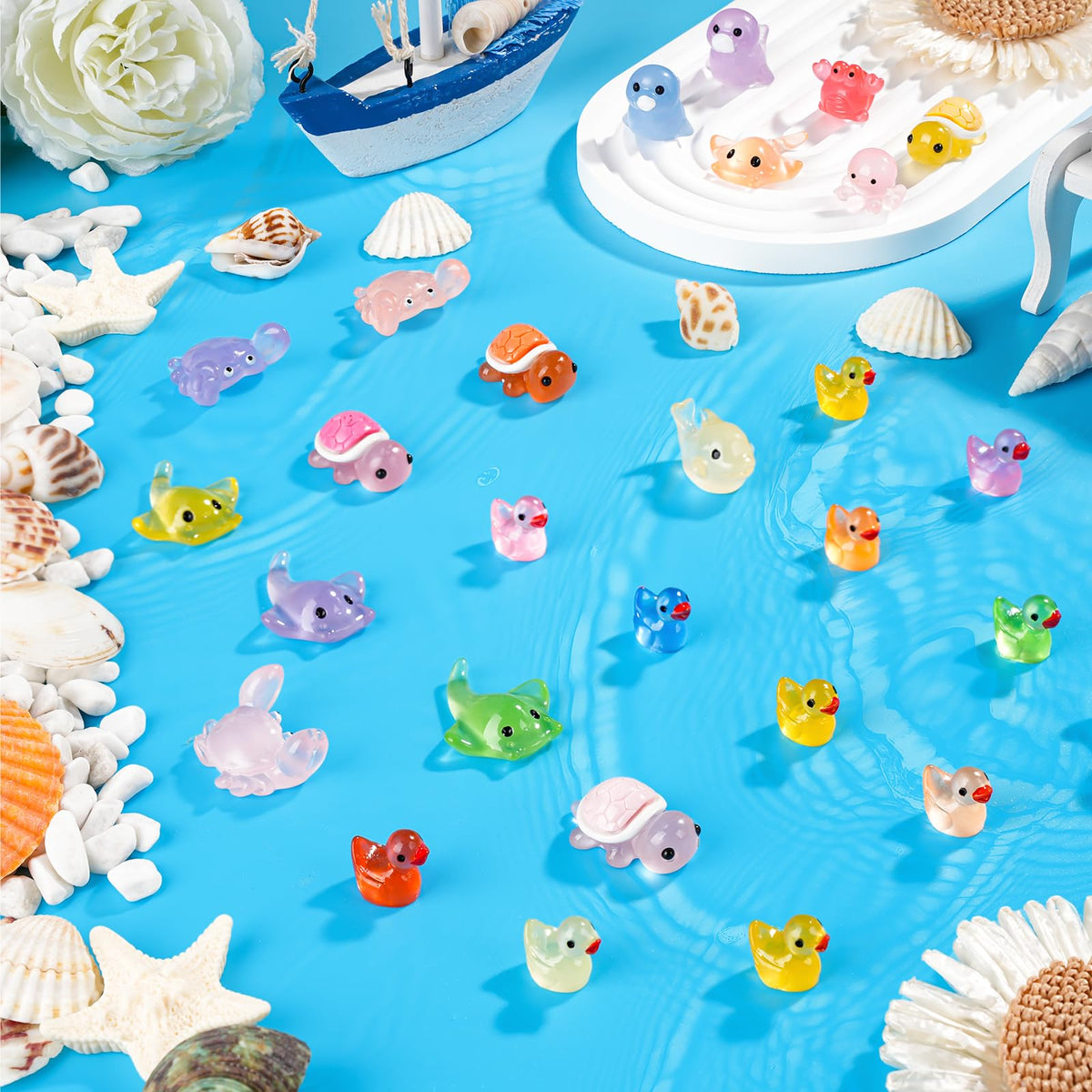 VZZNN mushroom figurines glow in the dark for gardens.