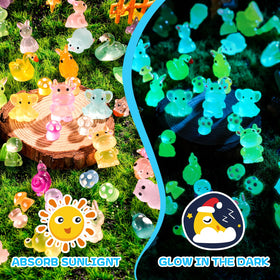 VZZNN rabbit figurines glow in the dark for micro landscapes.