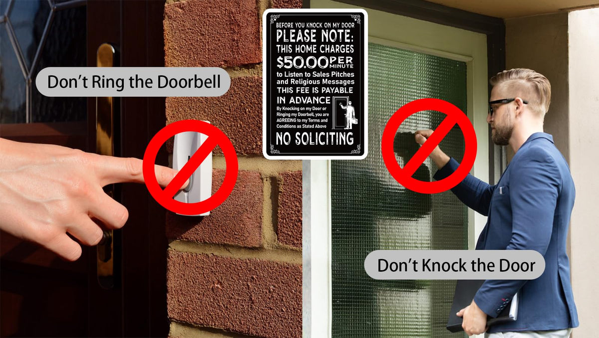 Waahome funny no-soliciting sign with 50 per minute message