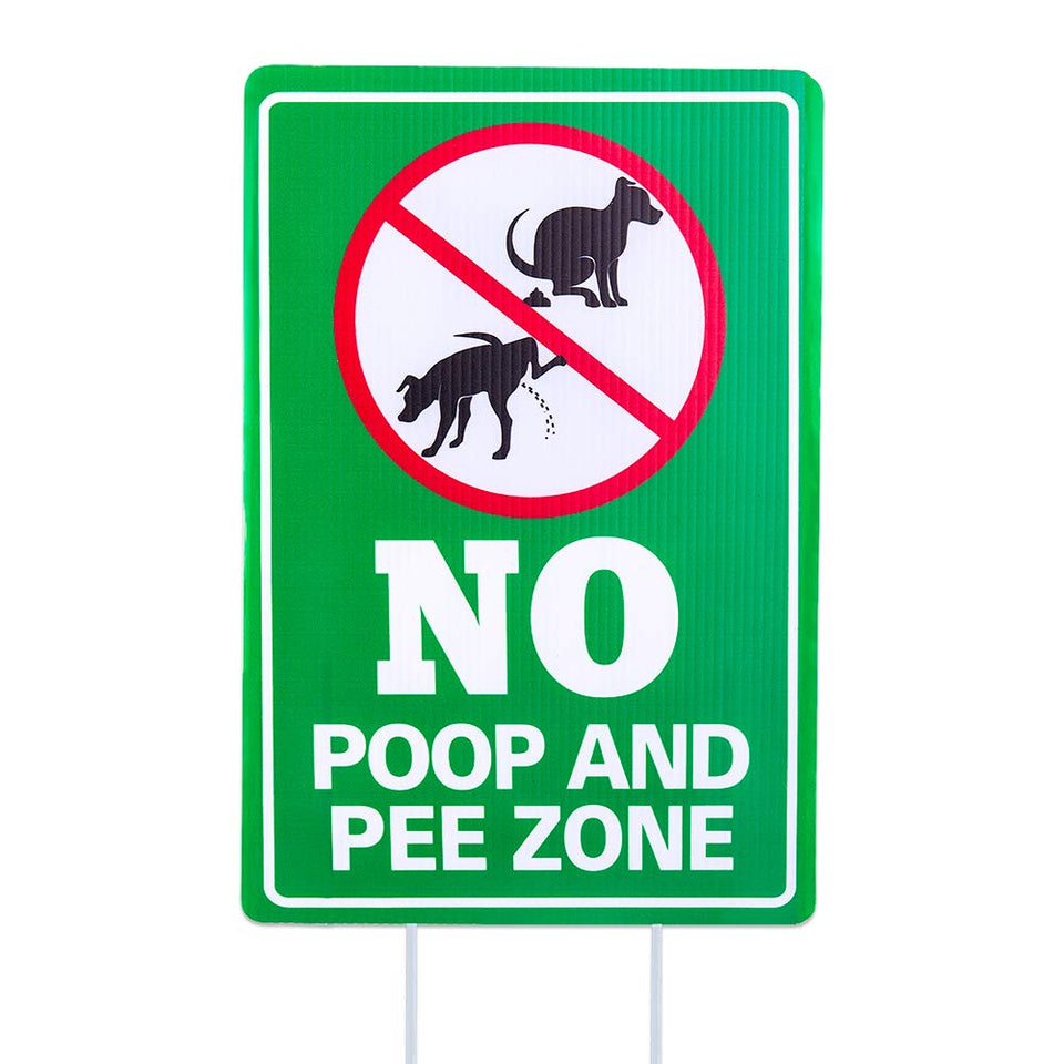 WaaHome No Poop Sign front view shows vibrant green design to deter dog waste