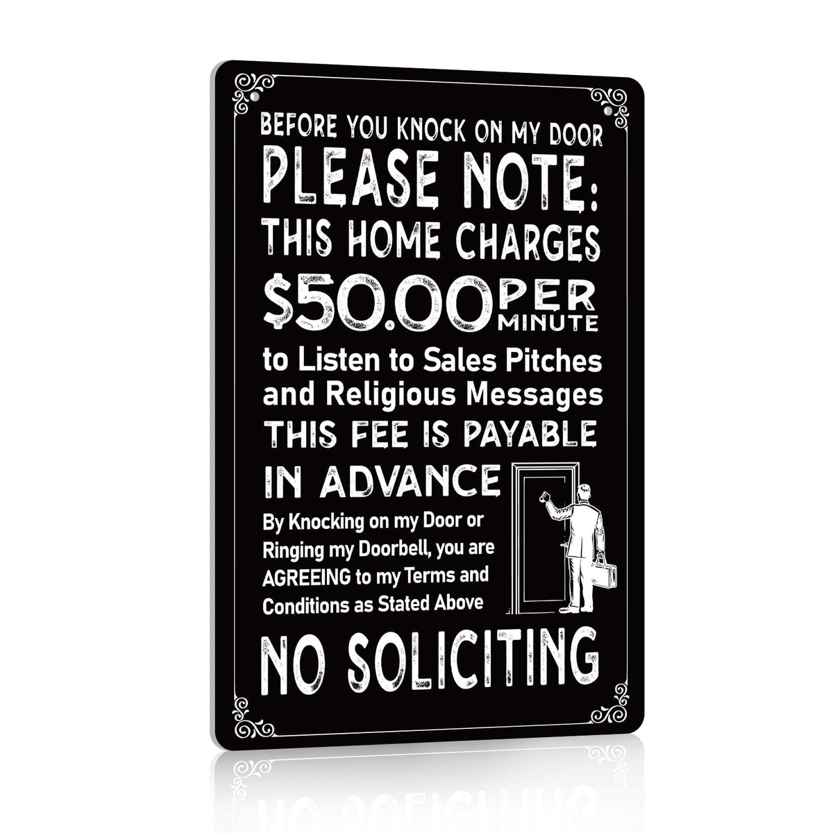 Waahome no-soliciting sign front door 8x12 protects privacy with a humorous twist