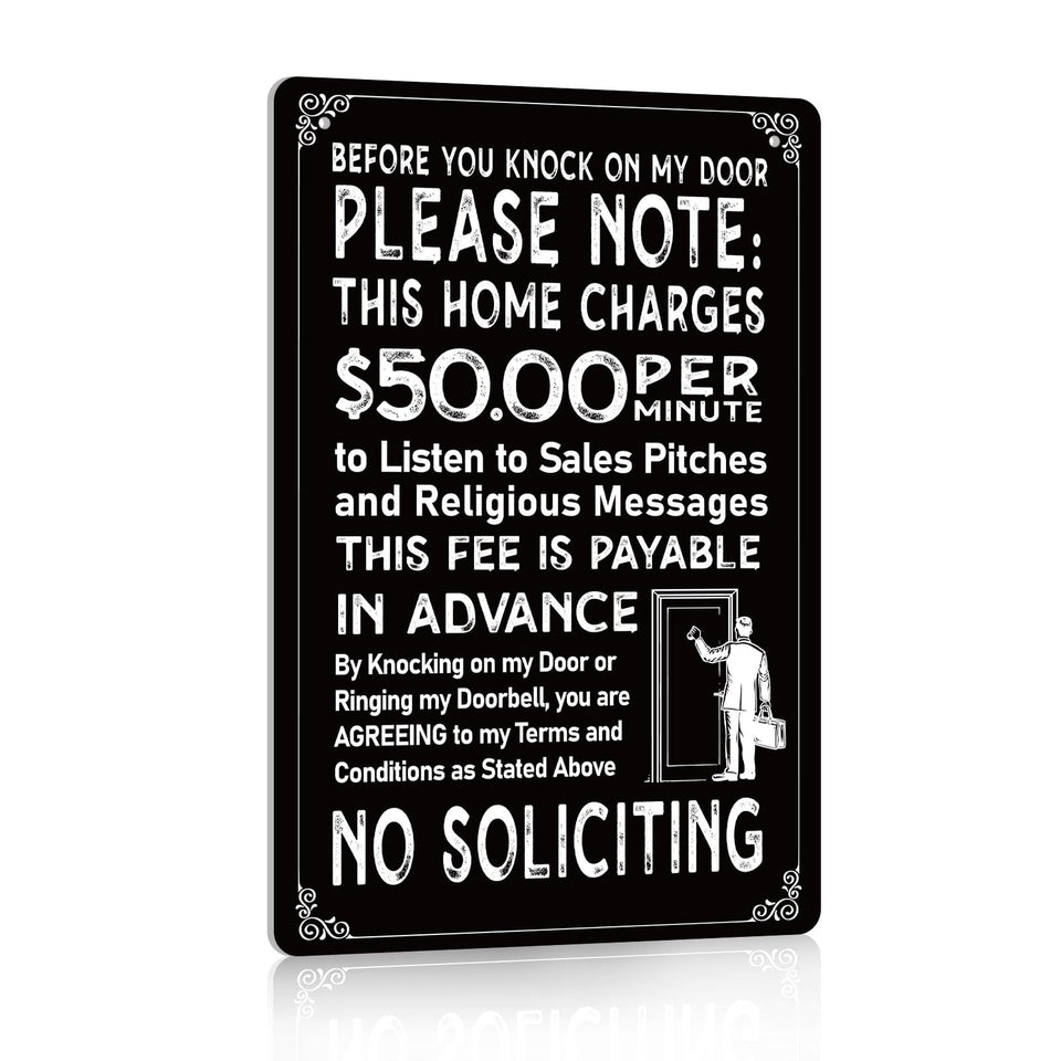 Waahome no-soliciting sign front door 8x12 protects privacy with a humorous twist