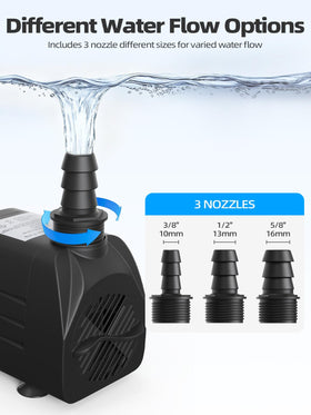 6.5 ft hose connected for flexible fountain layouts