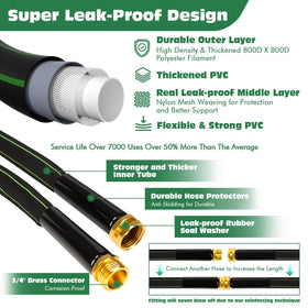 Wabolay Garden Hose 100ft 3-4-inch brass fittings for secure connections.