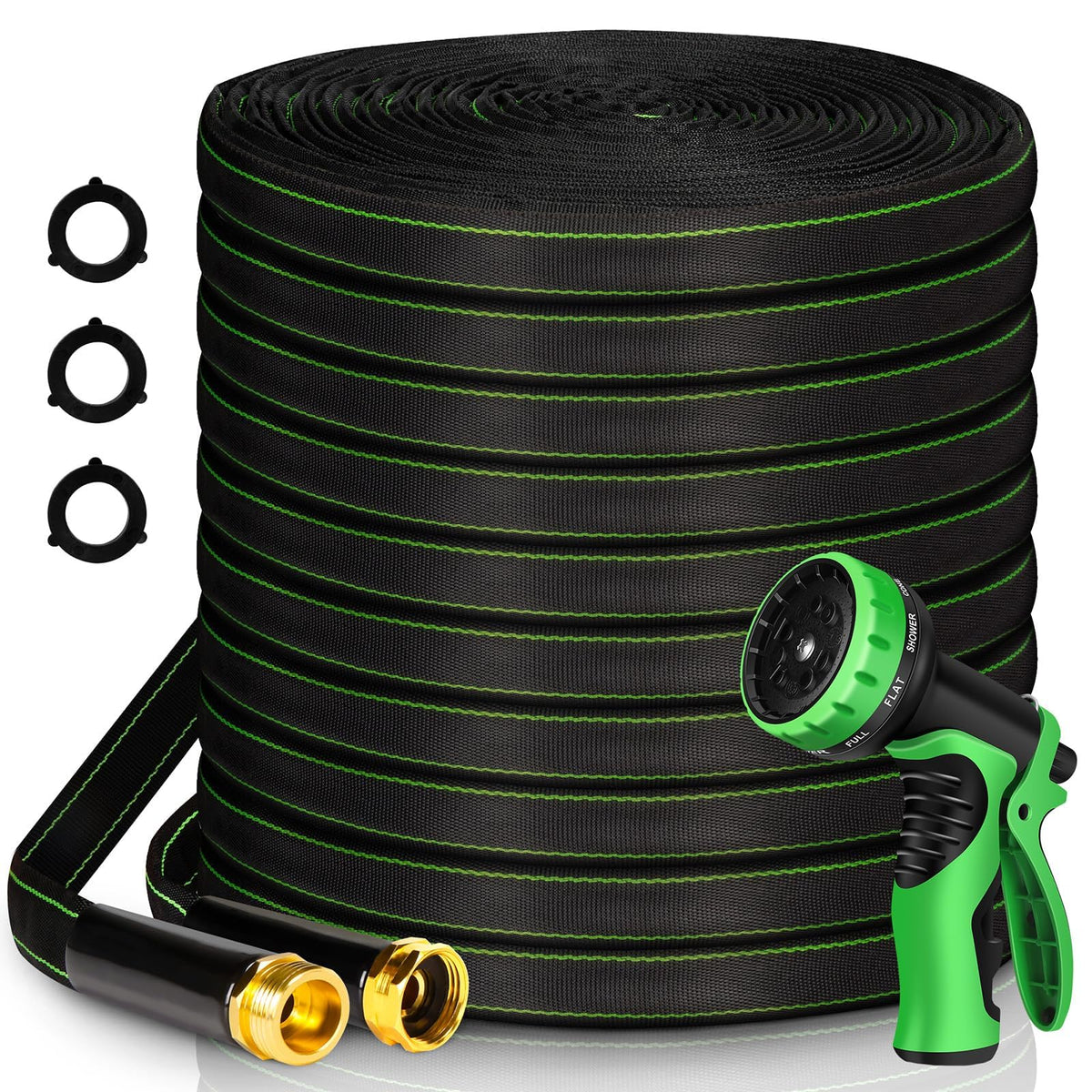Wabolay Garden Hose 100ft flat-folded storage for clutter-free shed use.