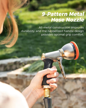 WACOTOYA 9-pattern metal nozzle offers versatile watering options