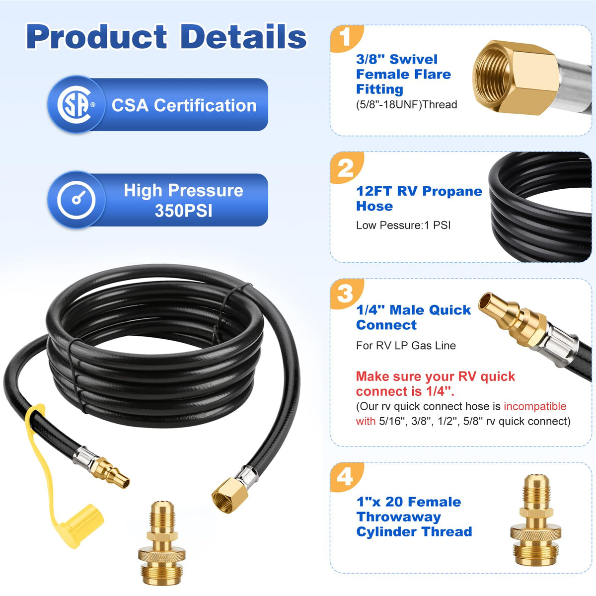 WADEO brass adapter end creates a secure, leak-free connection