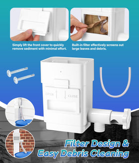 WADEO deep collection chamber captures more rain for faster barrel filling.