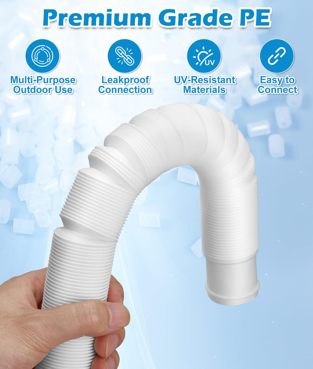 WADEO premium-PE-material closeup emphasizes durability against heat, UV, and impact.