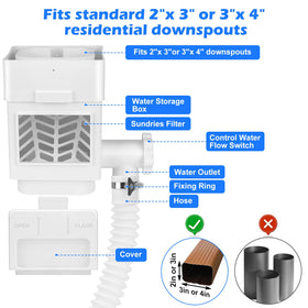 WADEO rainwater diverter fits 2x3 and 3x4 downspouts for standard homes