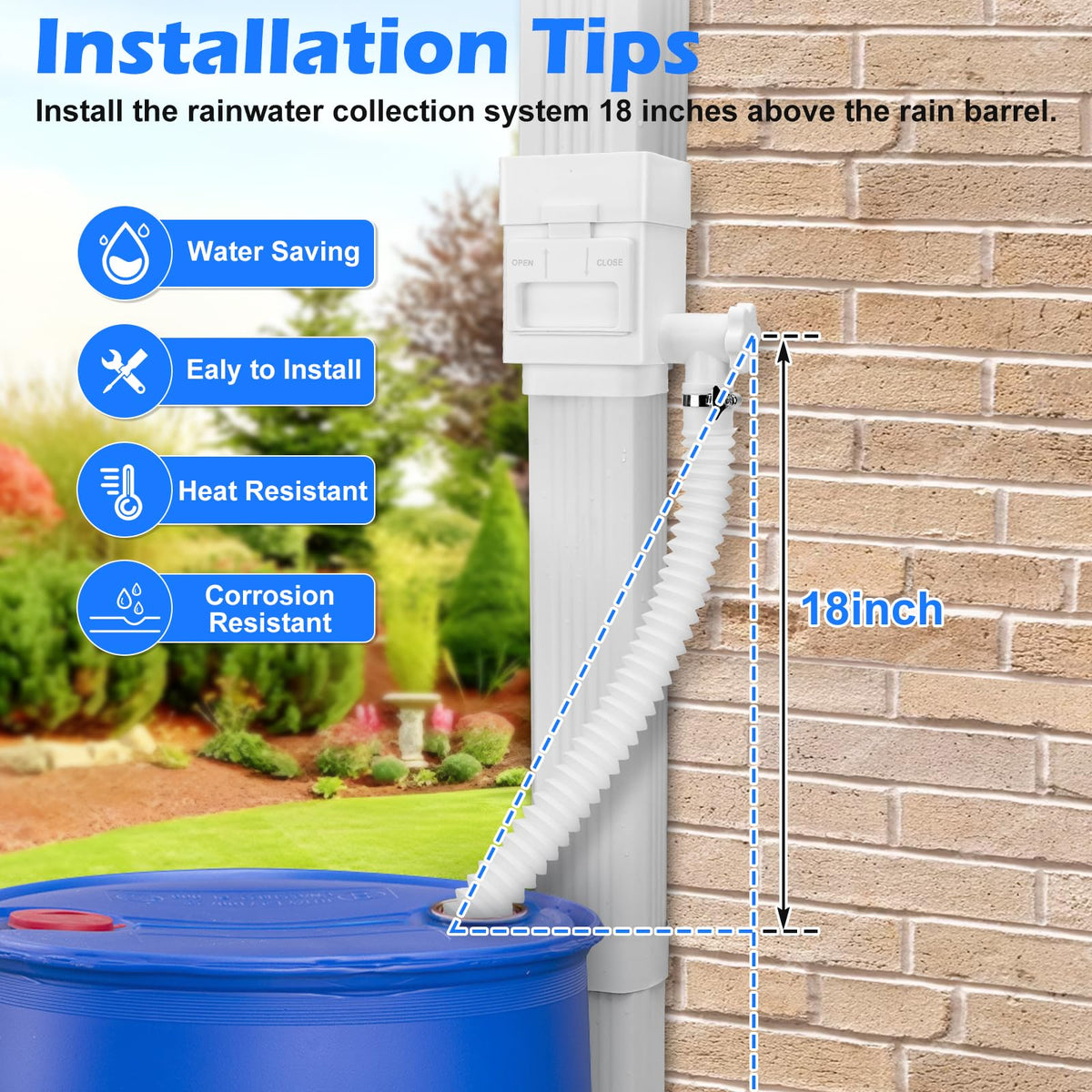 WADEO rainwater diverter debris trap reduces clogs during rainy days