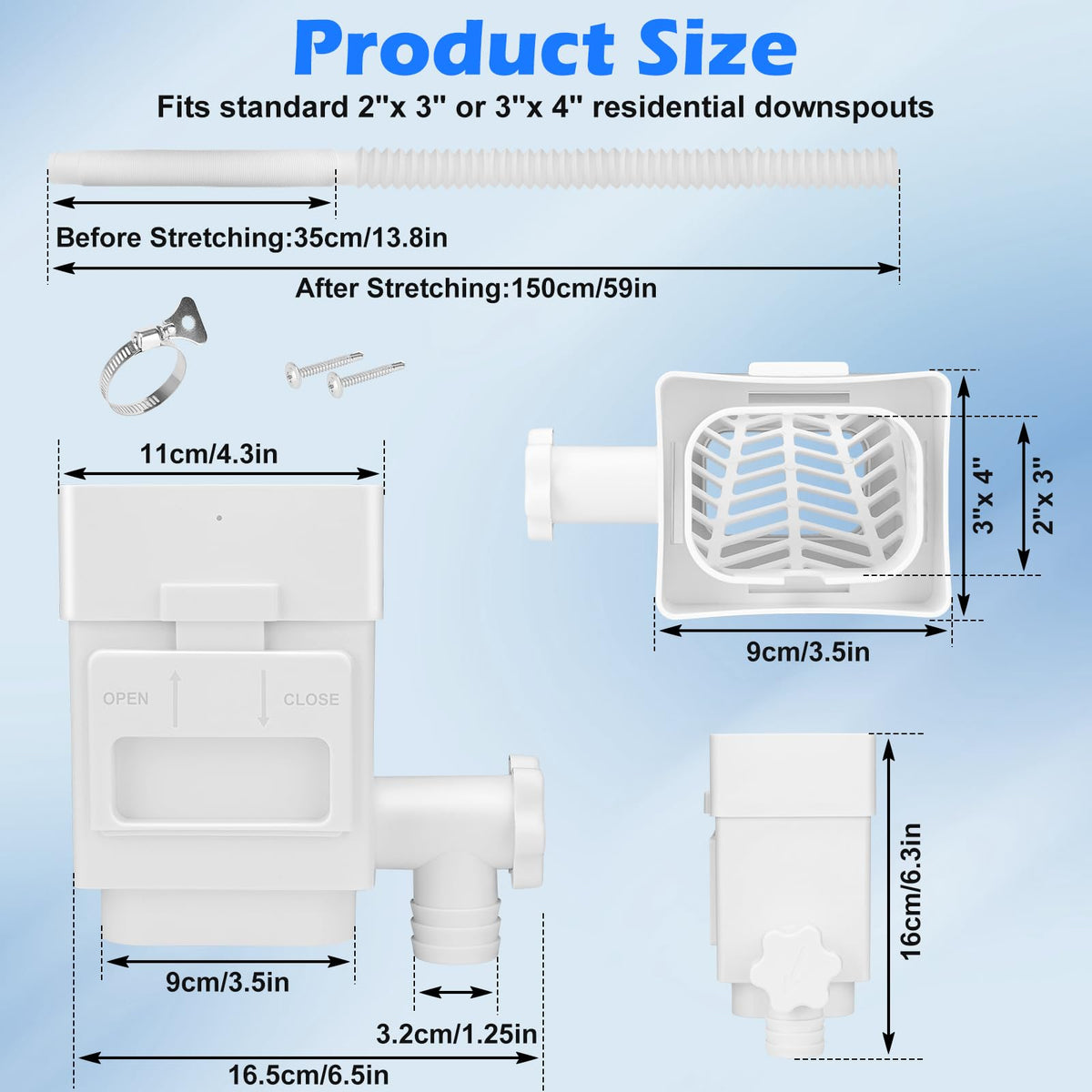 WADEO rainwater diverter made from durable PP material for outdoor durability