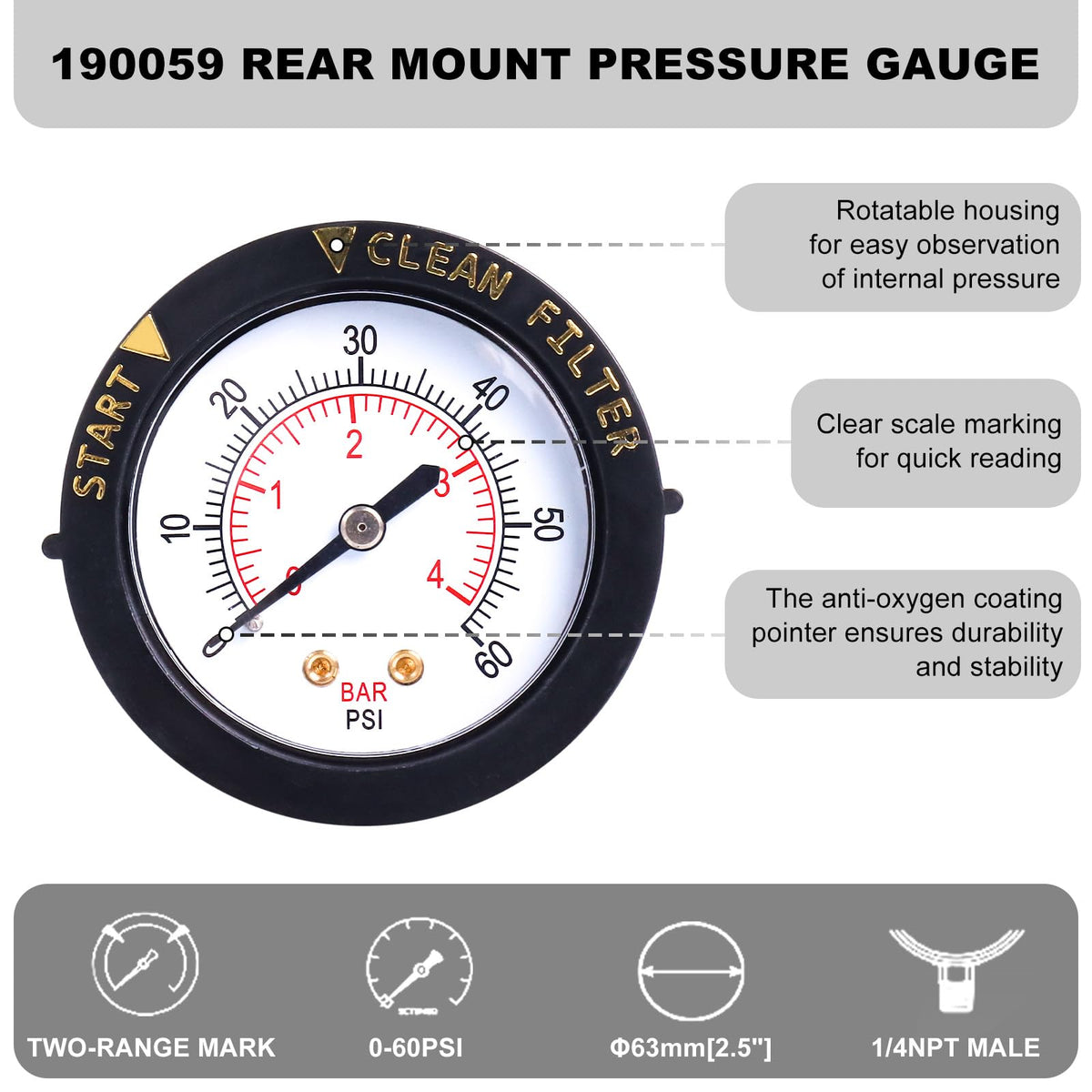 Wadoy compatibility with Pentair rear-mount gauges for seamless replacement.