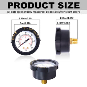 Wadoy gauge dial close-up highlighting shatter-resistant lens for outdoor durability.