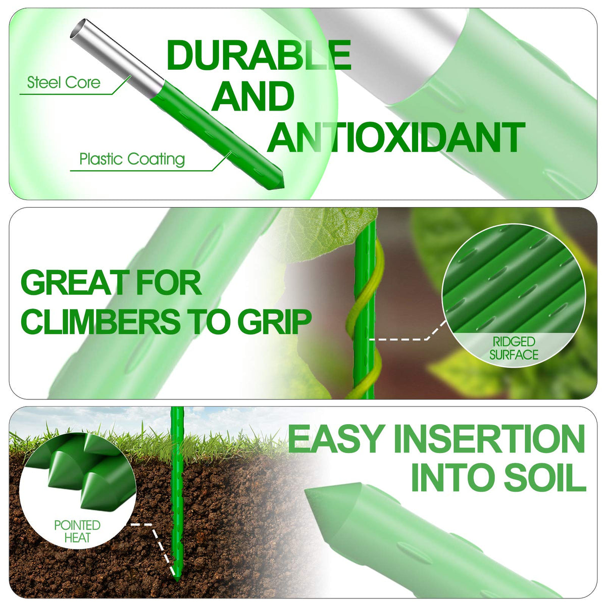 WAENLIR ridged plant-support stakes help climbing plants grip and train.