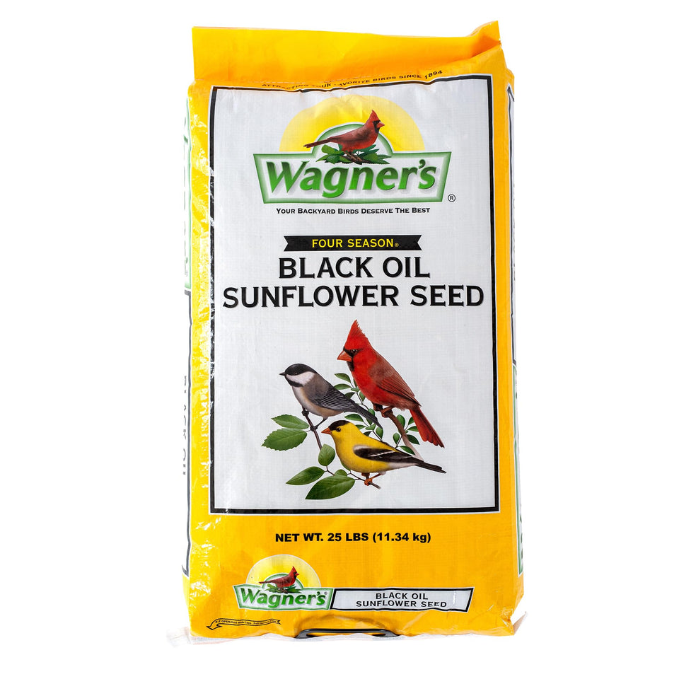 Wagner's black oil sunflower seed 25lb bag attracts a wide range of backyard birds