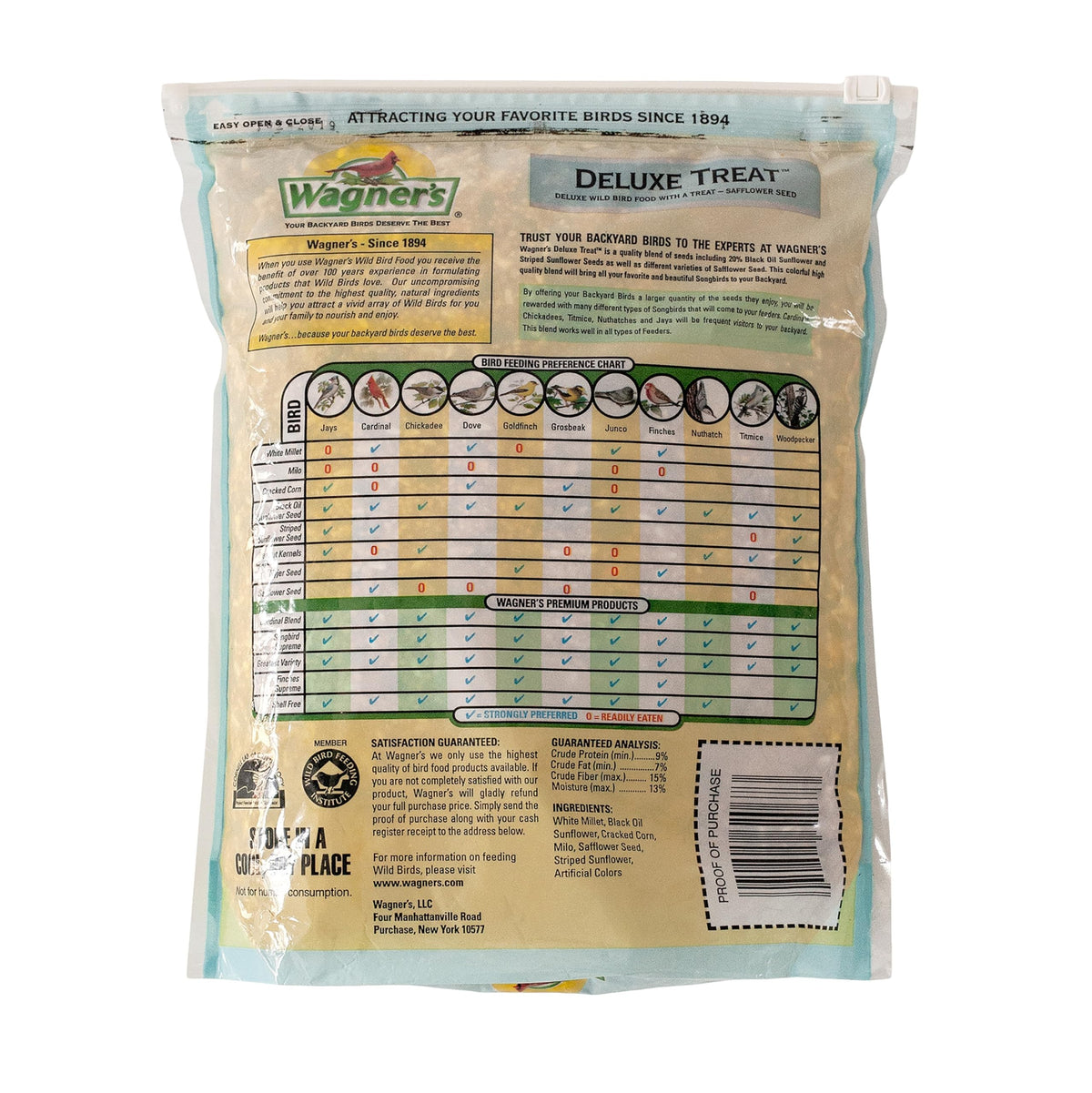 Wagner's Deluxe Treat Blend with sunflower and safflower seeds for energy.