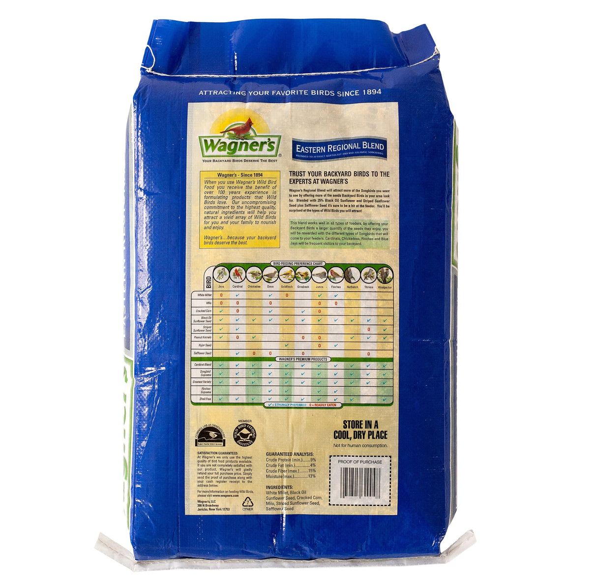 Wagner's seed blend featuring black oil sunflower and safflower for cardinals and finches.