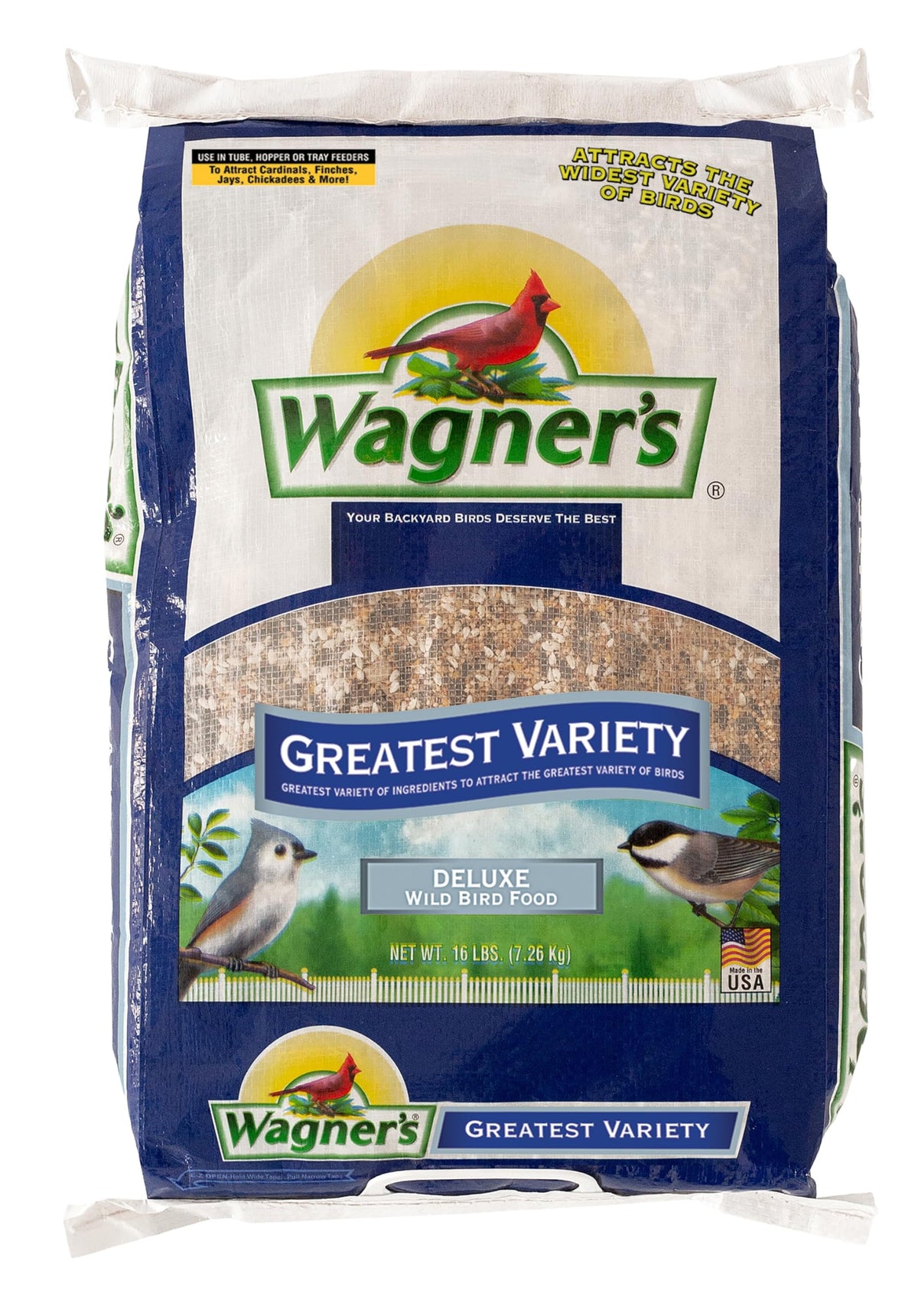 Wagner's Greatest Variety Blend bag attracts diverse backyard birds.