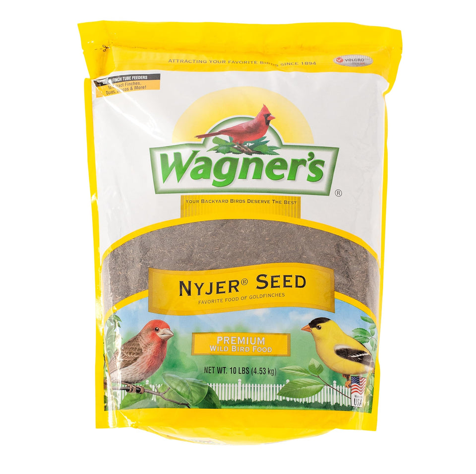 Wagner's Nyjer Seed 10-lb bag front view with secure velcro closure for freshness