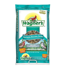Wagner's Southern Regional Blend seed bag close-up, showcasing premium seed mix for backyard birds.