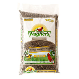 Wagner's striped sunflower seed bag ready for attracting larger songbirds in your yard.