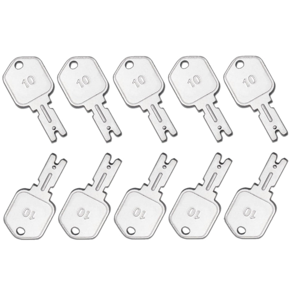 WAH LIN PARTS ignition keys 10-pack assembly designed for reliable starts on heavy equipment.