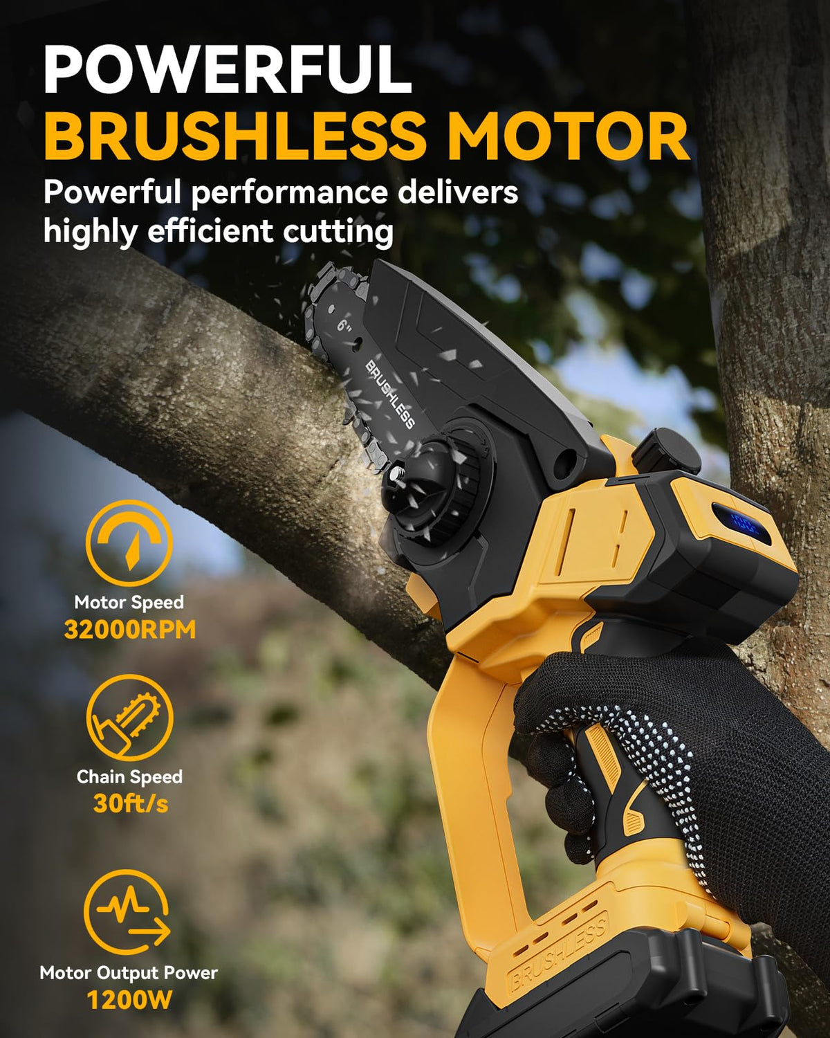 Waitiey mini chainsaw 6-inch guide bar for tight space pruning