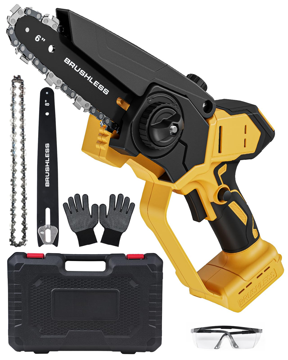 Waitiey mini chainsaw 8-inch guide bar in action for efficient cutting
