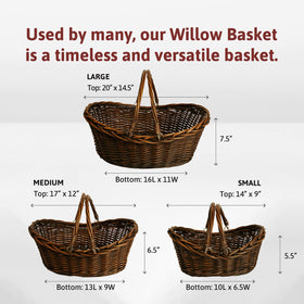 Wald Imports hand-woven wicker basket in dark brown, perfect for gifting.