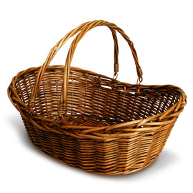 Wald Imports medium wicker basket with handle for easy carrying and storage.