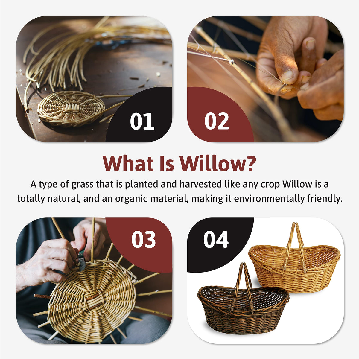 Wald Imports wicker basket ready for picnic use with foldable handles.