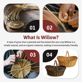 Wald Imports wicker basket ready for picnic use with foldable handles.