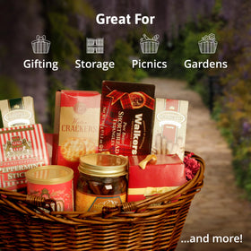 Wald Imports sturdy storage basket in dark brown adds organized decor.