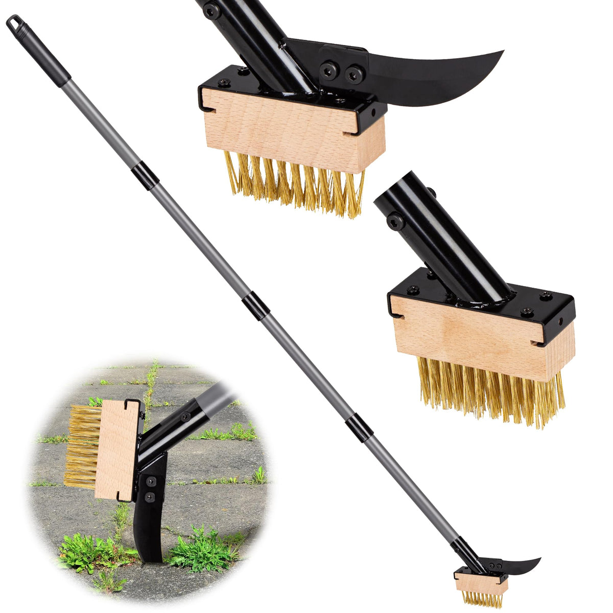 Walensee 3-in-1 crack weeder with brush heads for crack cleaning and weed removal.