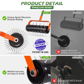 Walensee adjustable handle 71in enables comfortable upright lawn work.