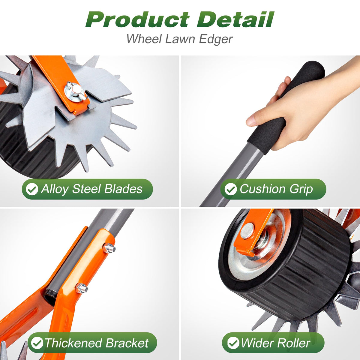Walensee edger adjustable stainless steel handle provides durable, fatigue-free edging.