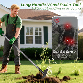 Walensee Garden Weeder Tool used to remove crabgrass and dandelions from a lawn.