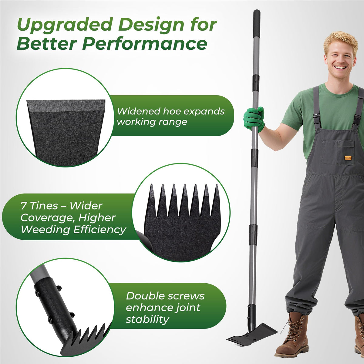 Walensee Garden Weeder Tool highlights a durable cast steel head for heavy-duty weeding.