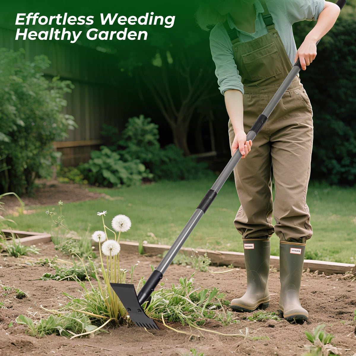 Walensee Garden Weeder Tool with ergonomic length adjustment for different heights.