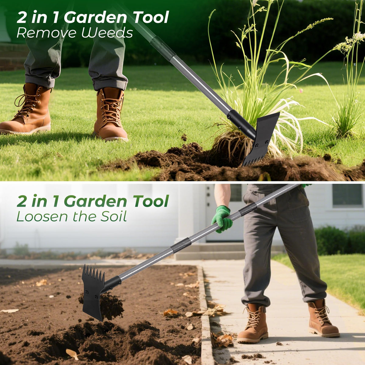 Walensee Garden Weeder Tool featuring a 3.5-inch hoe blade for soil loosening.