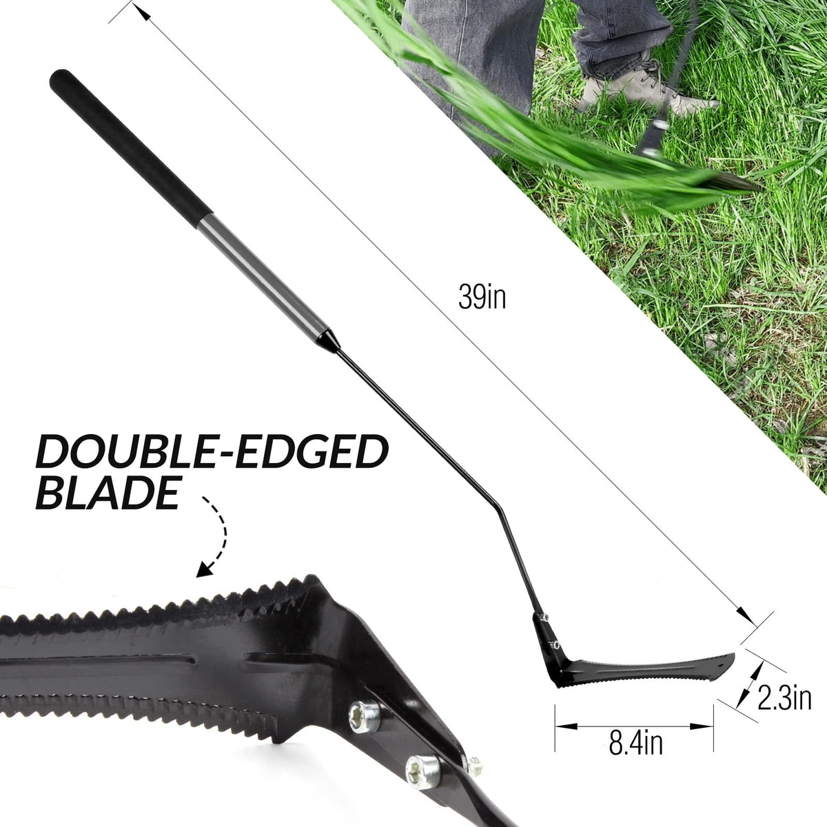 Walensee Grass Whip 22-inch handle reduces bending for comfort