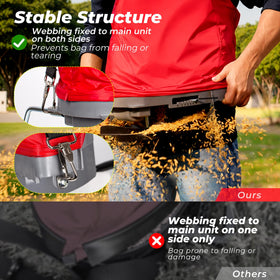 Walensee handheld spreader close-up on frame support for stable handling during lawn work