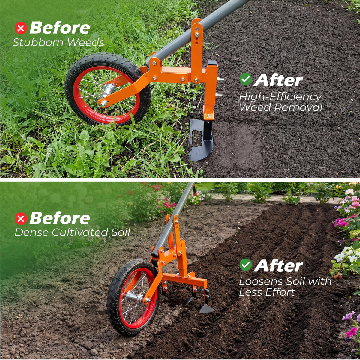 Walensee height adjustment extensions accommodate different gardener heights.