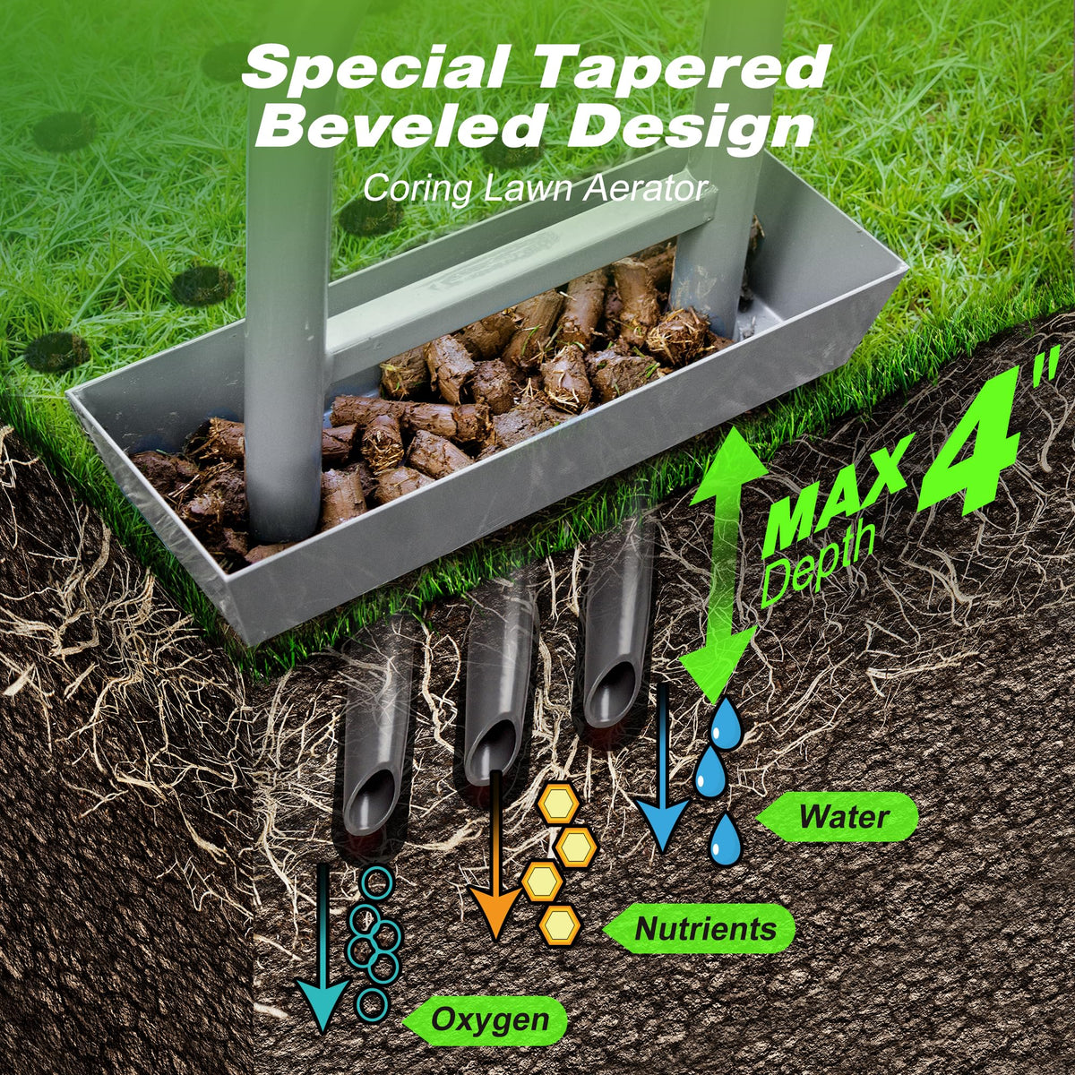 Walensee durable painted metal construction supports frequent lawn care tasks.