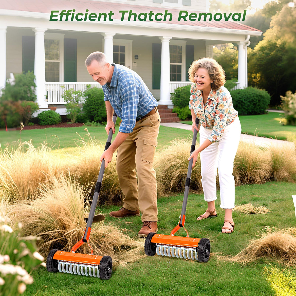 Walensee Dethatching on moss and leaves demo highlights debris removal.