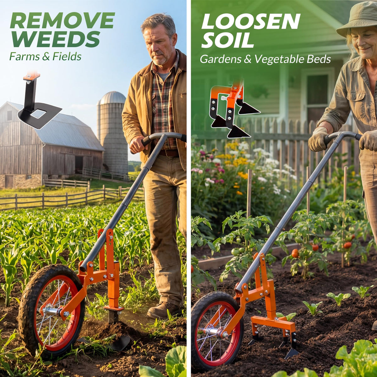 Walensee push plow attachment used for efficient weed removal.