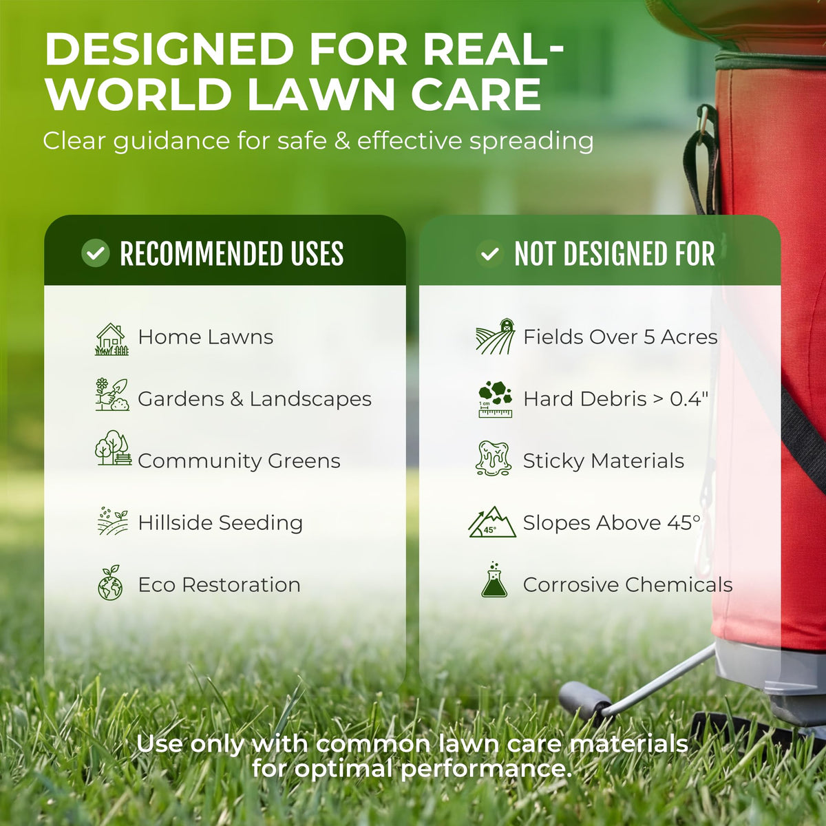 Walensee red seed spreader on display for versatile home lawn use.