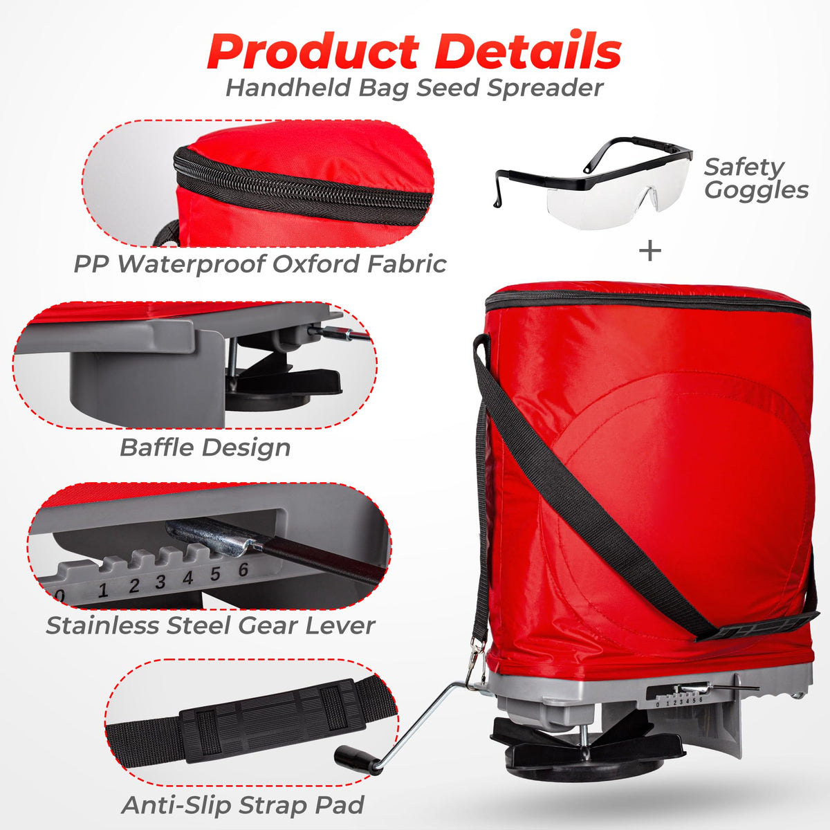 Walensee seed spreader flow-control lever ensures precise seed distribution across areas